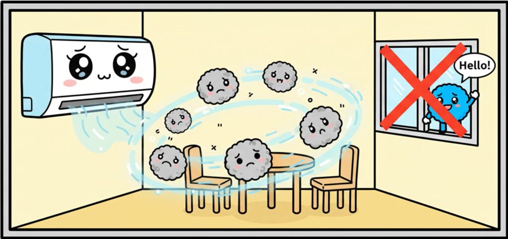 エアコンで換気はできない